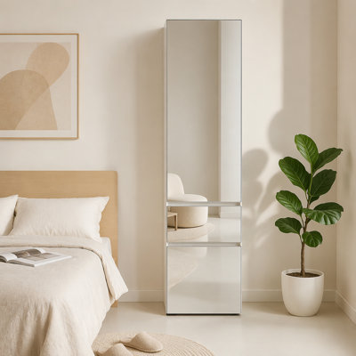 Système de placard modulaire en bois avec miroir Elise