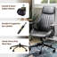 Fauteuil de bureau Albaugh ergonomique, fauteuil de direction pivotant à haut dossier, faux longe Mid-Century avec support lombaire, grand fauteuil de bureau d'ordinateur en suède pour la maison-588622407