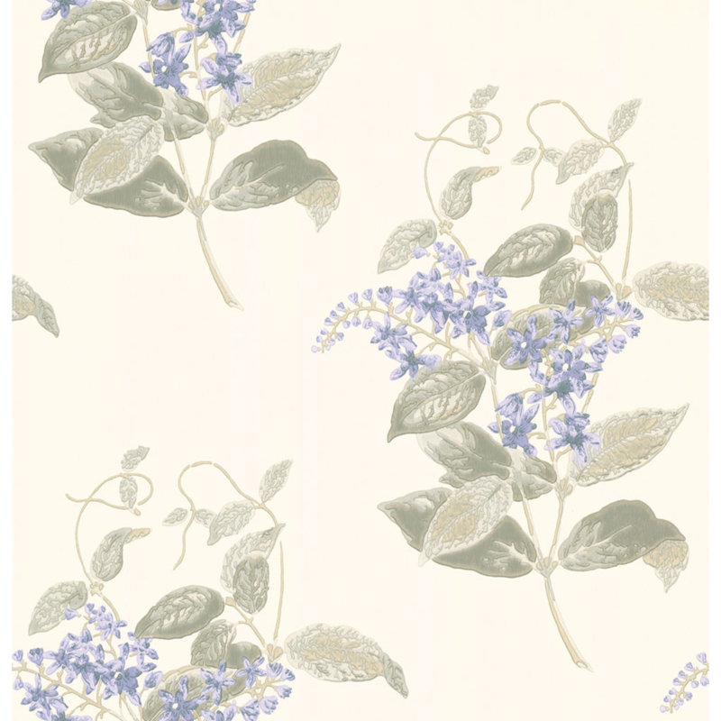 Anthology Madras Violet Floral Wallpaper Roll, Violet/Gray