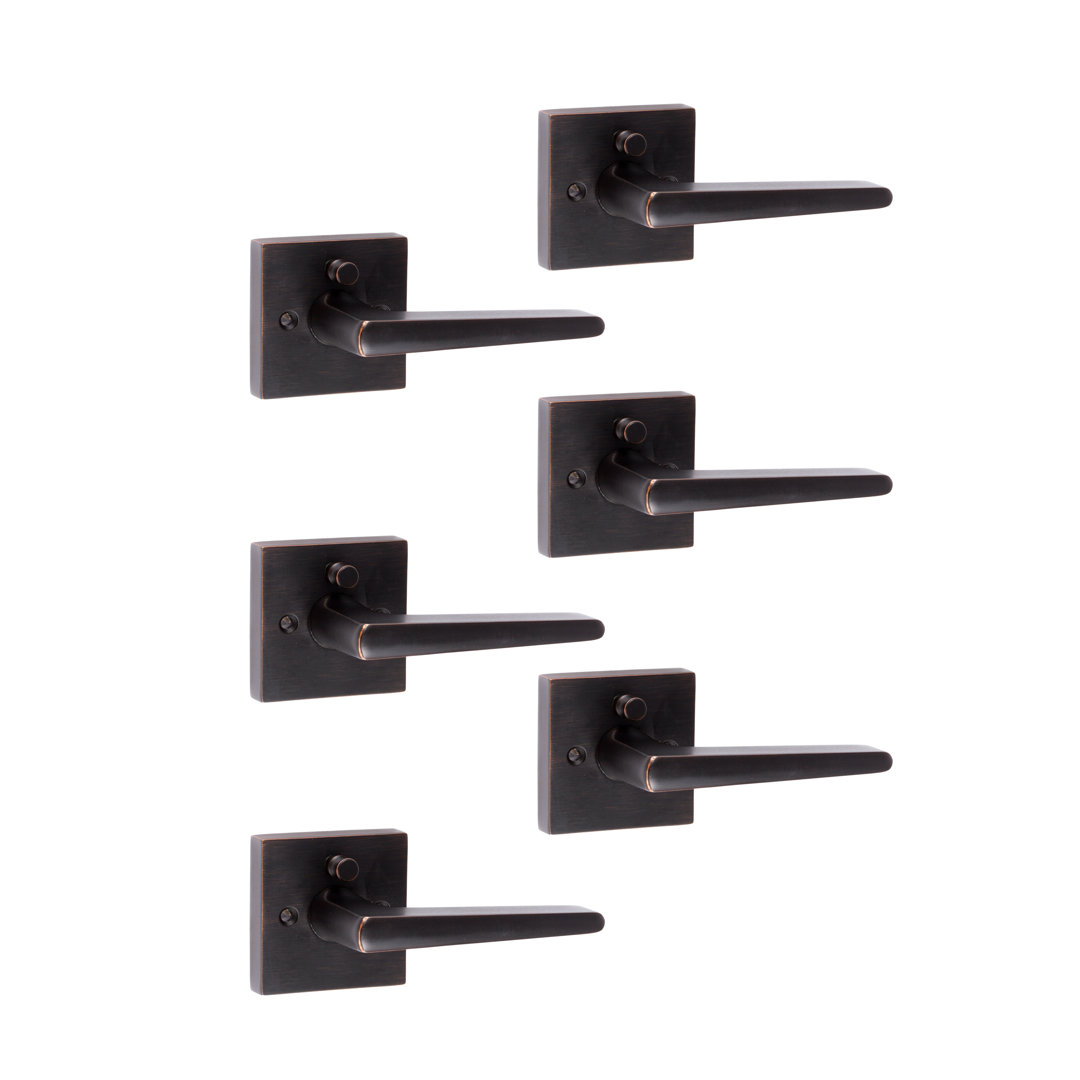 Basel Square Privacy Lever, Reversible Handing (Set of 6) Sure-Loc Hardware 
