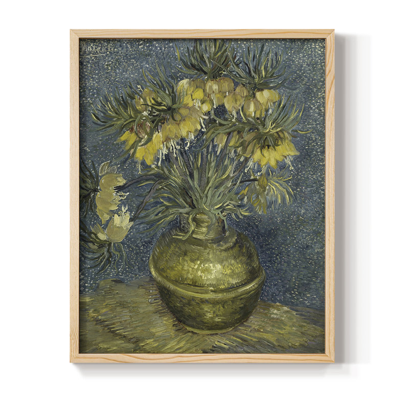 «Vintage Floral Print», impression encadrée CCLI - bois massif, Naturel, H 21 po x l 17 po