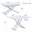 La table élévatrice multifonctionnelle moderne et minimaliste avec un bureau en panneau de fibres à densité moyenne de 0,8 pouce d'épaisseur et des pieds en métal argenté peut être utilisée comme coiffeuse, table basse, table de salle à manger et table de bureau. W1151126194-912476776