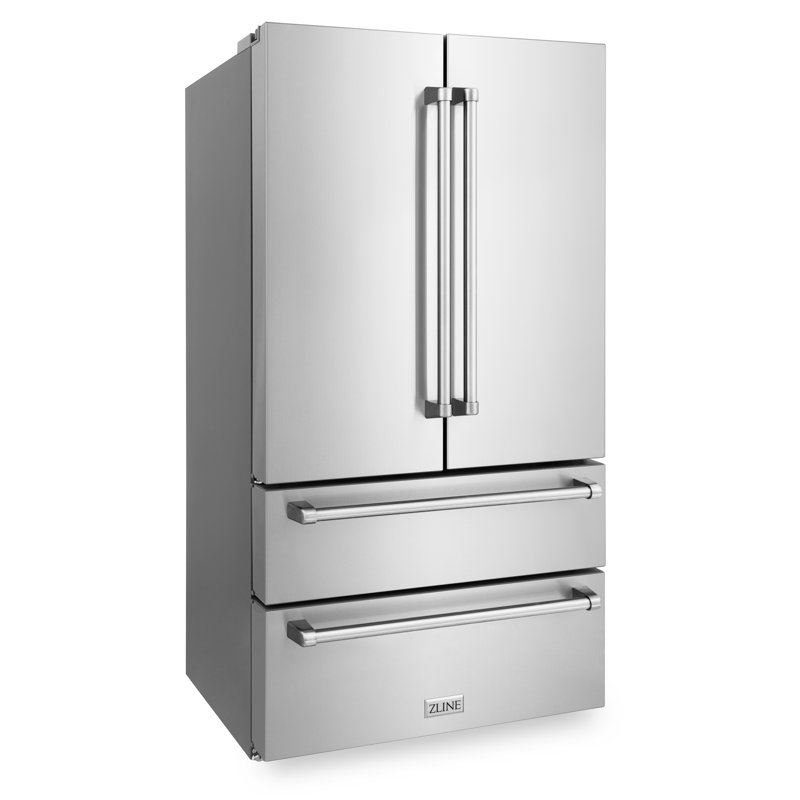 ZLINE 36" 22.5 cu. ft 4-Door French Door Refrigerator with Ice Maker, Stainless Steel