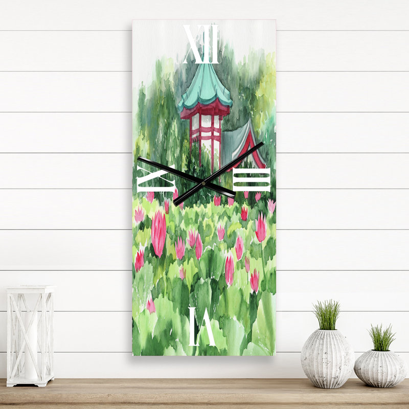 Lotus Lake and Pagoda - Horloge murale traditionnelle, Petit