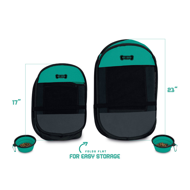 Fabric Exercise Pen With Door, 17" H x 29" W x 29" D, Aqua