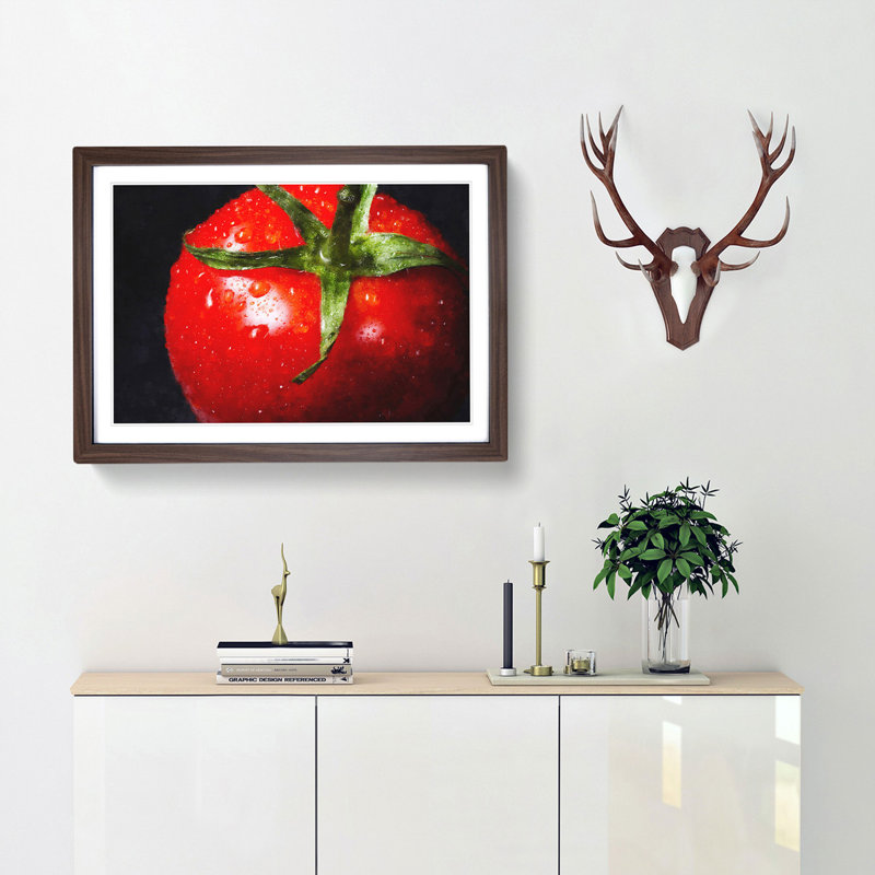 Red Tomatoes - Framed Print, 45cm H x 63cm W x 2cm D, Walnut Framed