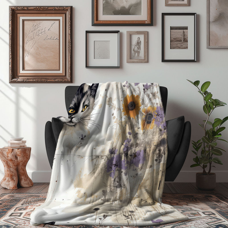 Jeté Meadow Prowling Purr - 1 pièce Sherpa Blan Premium, L 50 po x L 60 po