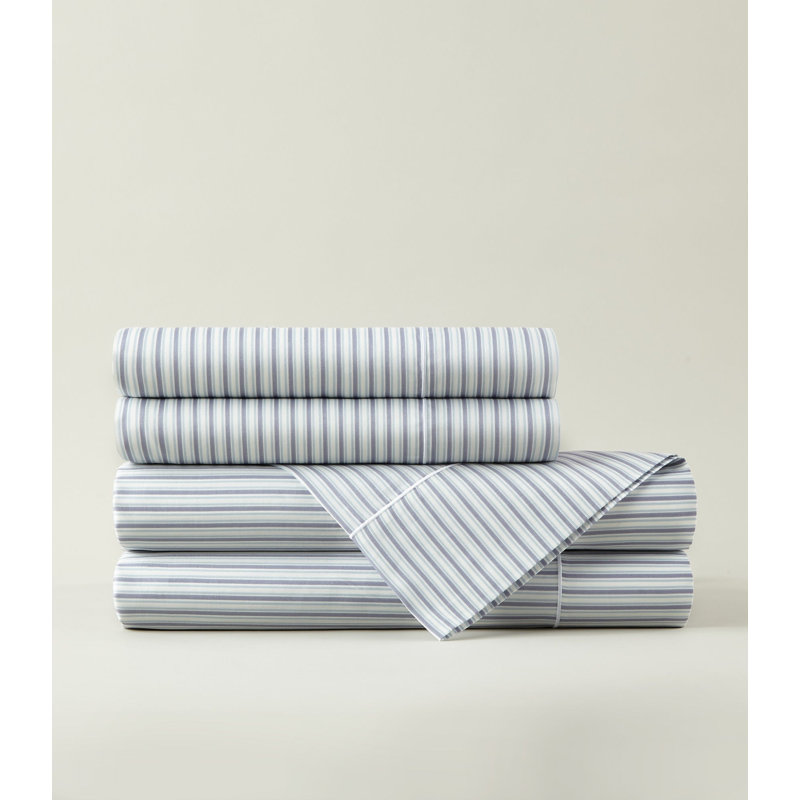 Windsor Stripe Classic Printed Sheet Set, Full/Queen Sheet Set with 2 Pillowcases, Stripe Wedgewood