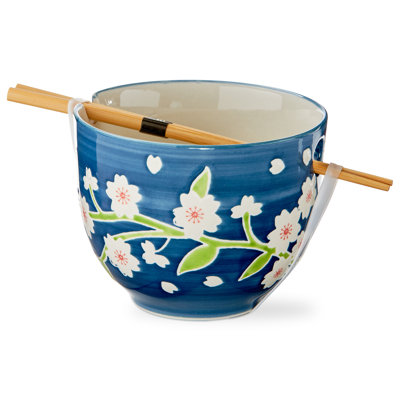 Bol à nouilles Sakura en grès avec baguettes 473 ml
