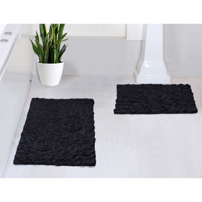 Freida Rectangle 100% Cotton 2 Piece Bath Rug Set