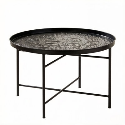Table d'appoint ronde polyvalente en métal, table basse polyvalente, centre et table d'appoint pour le salon et la chambre à coucher