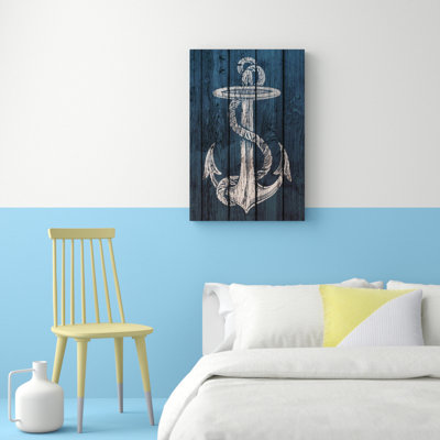Nautical and Coastal Blue Rustic Anchor Nautical Watercrafts - impression d'art graphique