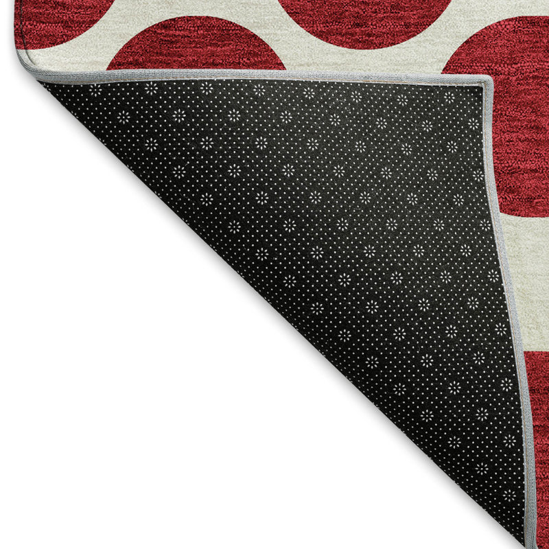 Premium Machine Washable Prisco Red Rug, Rectangle 2'6" x 3'10"