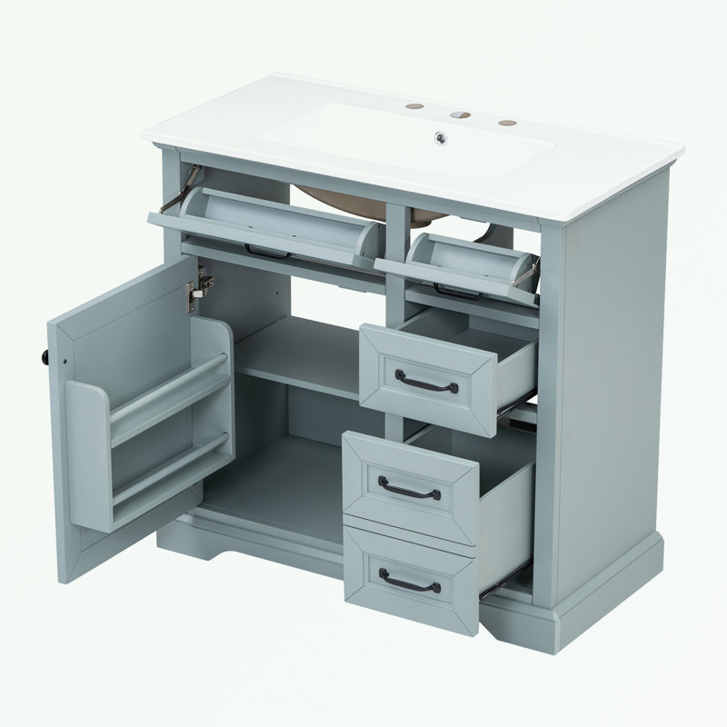 36" Bathroom Vanity With Sink Combo, Gray