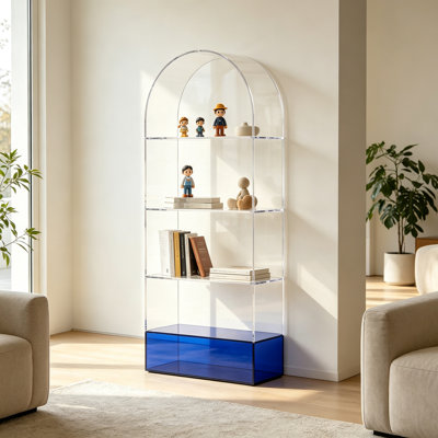 Bibliothèque vitrine en acrylique transparent en arc