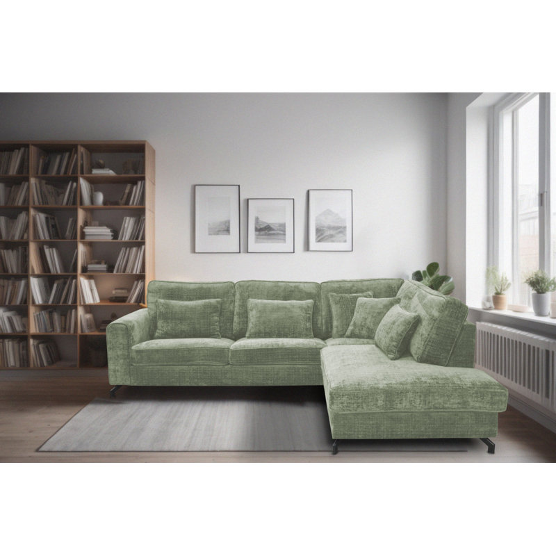 5 Seater Sofa & Chaise, Right Hand Facing, Green