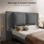 Corduroy Upholstered Bed with  Tall Upholstered Headboard-121077811-121077804