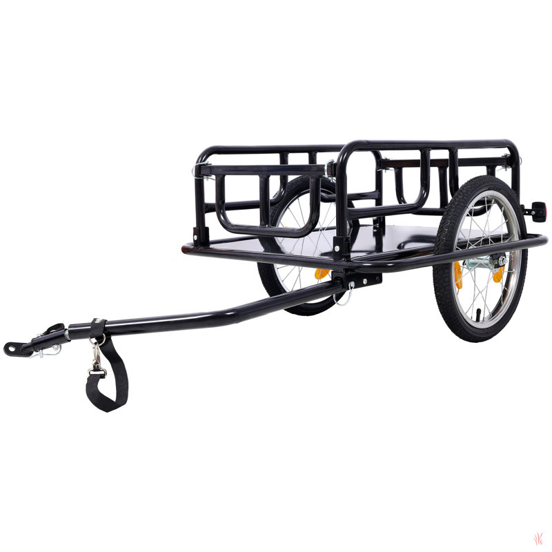 Remorque de cargaison de vélo pliable avec attelage de vélo universel, remorque de chariot de vélo avec roues et réflecteurs de 16 po, grand chariot de rangement de remorque de vélo à chargement