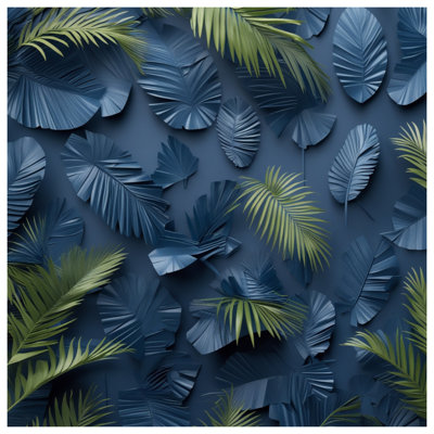 Blue Green Palm Leaves Bedding Palm Leaves Bedspread Plants