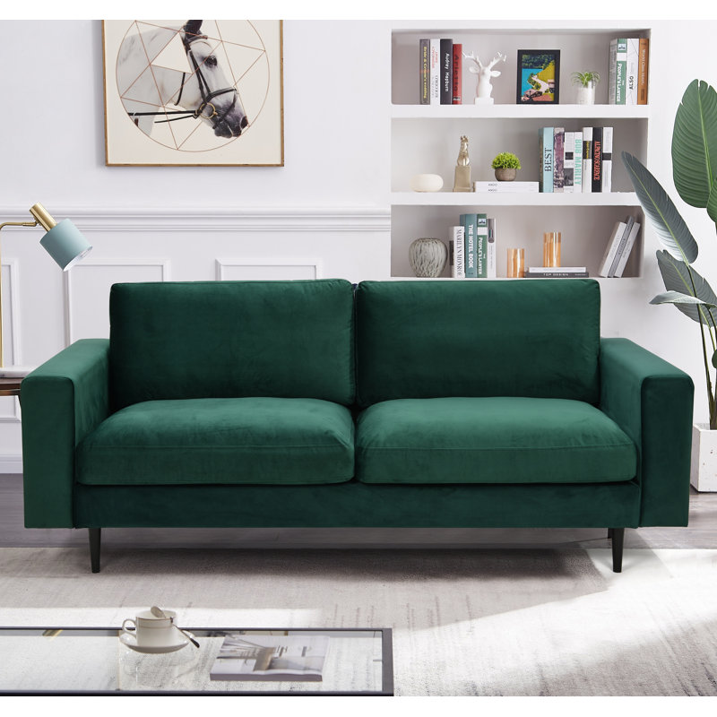 Airron 3 Seater Velvet Sofa, Green