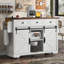 53.7" Farmhouse Kitchen Island With Power Outlet, 2 Sliding Barn Door Kitchen Storage Island With Drop Leaf-1576046440