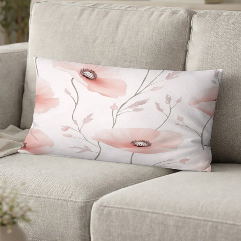 Coussin French Country - Coussin imprimé coquelicots, H 12 po x l 20 po