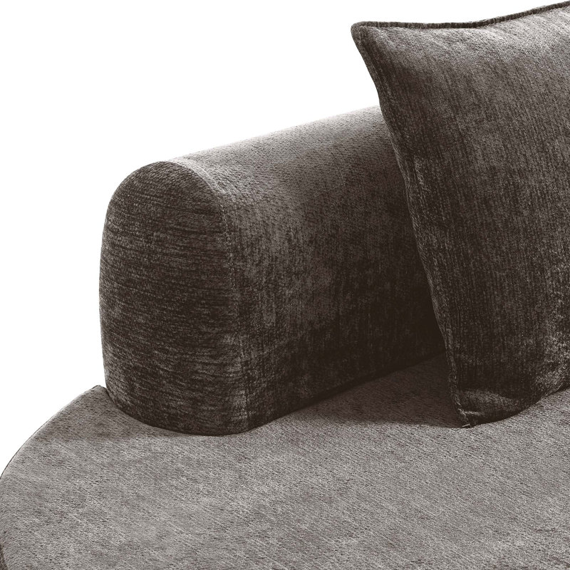 Modern Curved Modular Sectional Sofa with High-Density Sponge Fully Assembled, Fabric - Light Brown