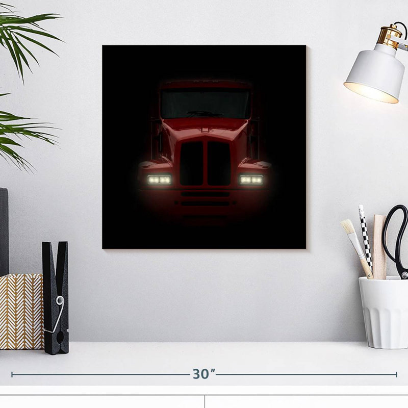 Mehar Dark Red Truck, 16" H x 16" W