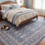 Tapis Delacroix traditionnel à motif floral intégral bleu, gris et crème, lavable à la machine, antidérapant, à poils courts, pour l'intérieur et l'extérieur, adapté aux animaux domestiques, idéal pour le salon, la chambre, la salle à manger, l'entrée, le corridor ou le bureau.-1440638637