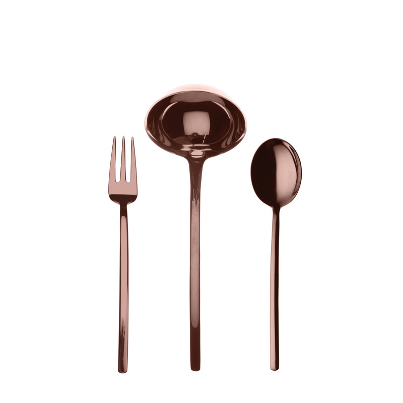Ensemble de service 3 pièces (cuillère fourchette et louche), L 9,7 po x l 3,7 po, Bronze
