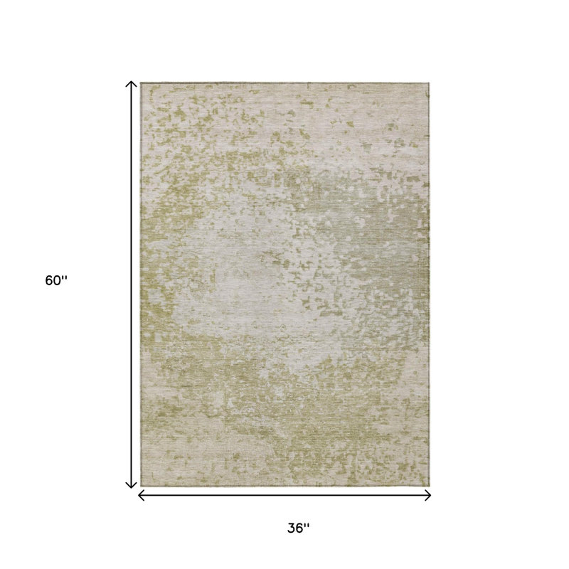 Tapis extérieur lavable abstrait beige et ivoire 3 pi x 5 pi