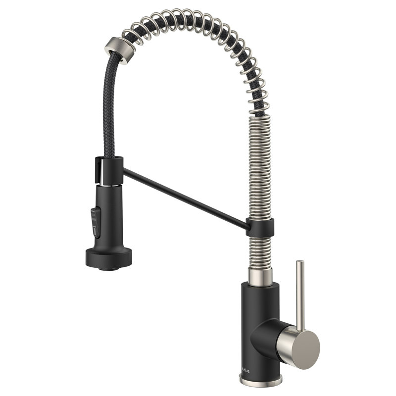 KRAUS Bolden Commercial Style 2-Function Single Handle Pull Down Kitchen Faucet, Matte Black