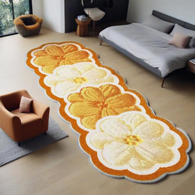 Flower Non-Slip Soft Imitation Cashmere Irregular Home Living Room Bedroom Carpet