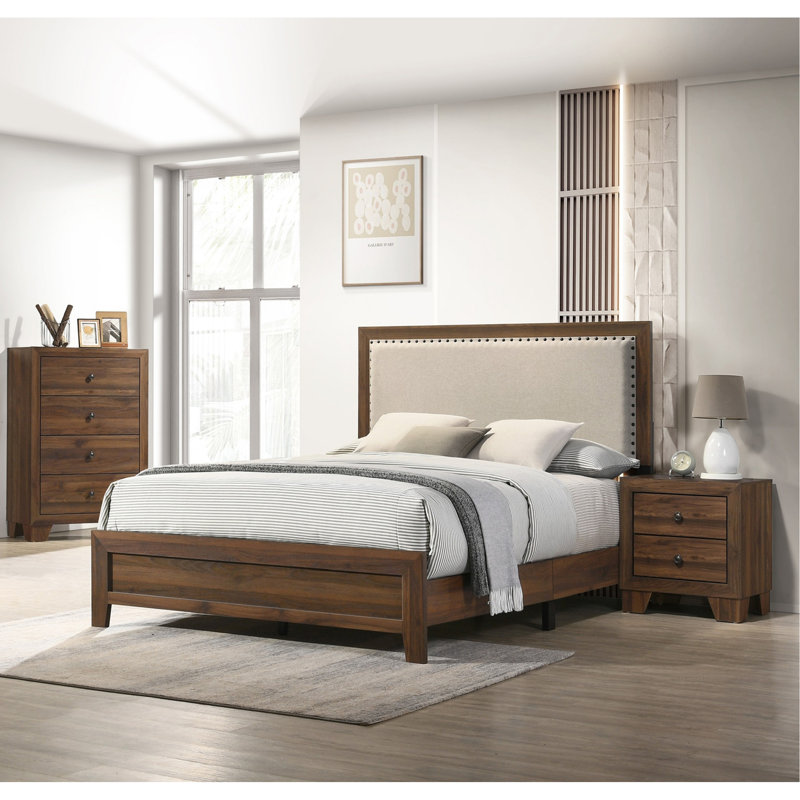 Mobilier de chambre à coucher en bois, Brun, Grand lit