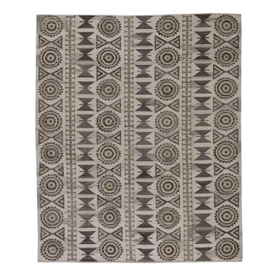 Flatweave Wool Area Rug in Natural And Brown