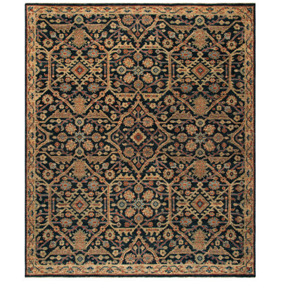 Oriental Hand-Knotted Blue / Gold Area Rug