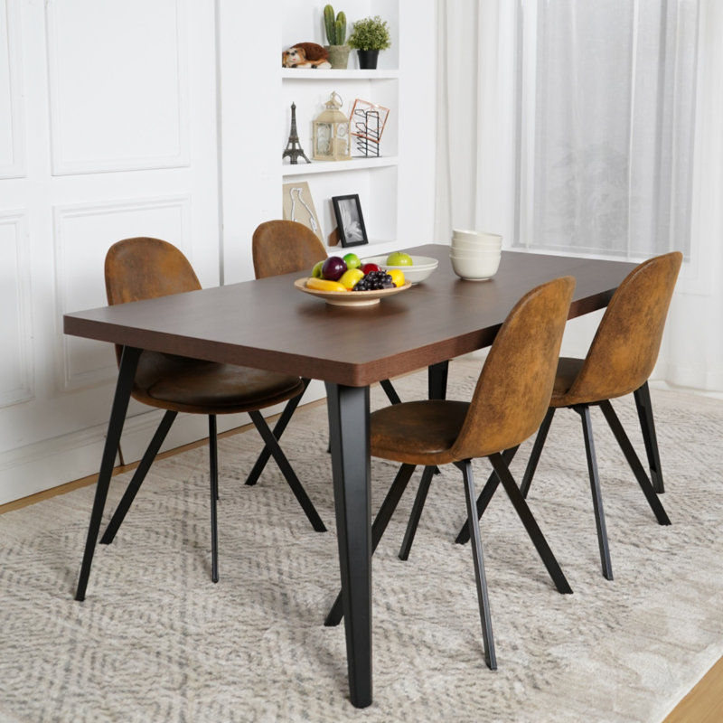 Carvajal Cavanagh 5-Piece Modern Dining Set, Brown, Brown