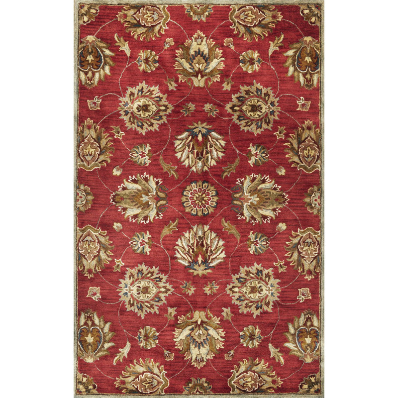 Tapis d'intérieur floral traditionnel touffeté à la main 5 po x 8 po