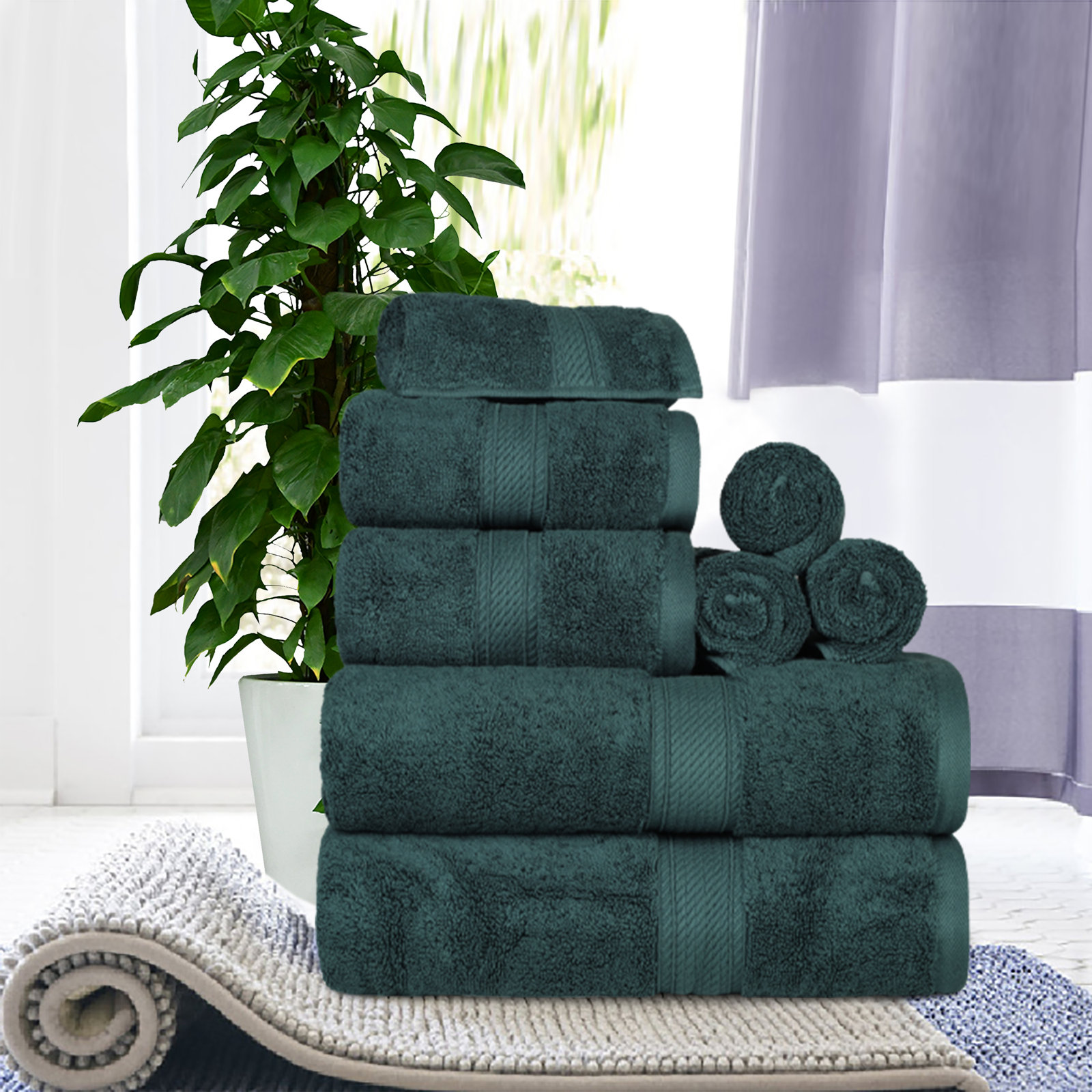 Renata 8-Piece Egyptian Cotton Towel Set, Teal