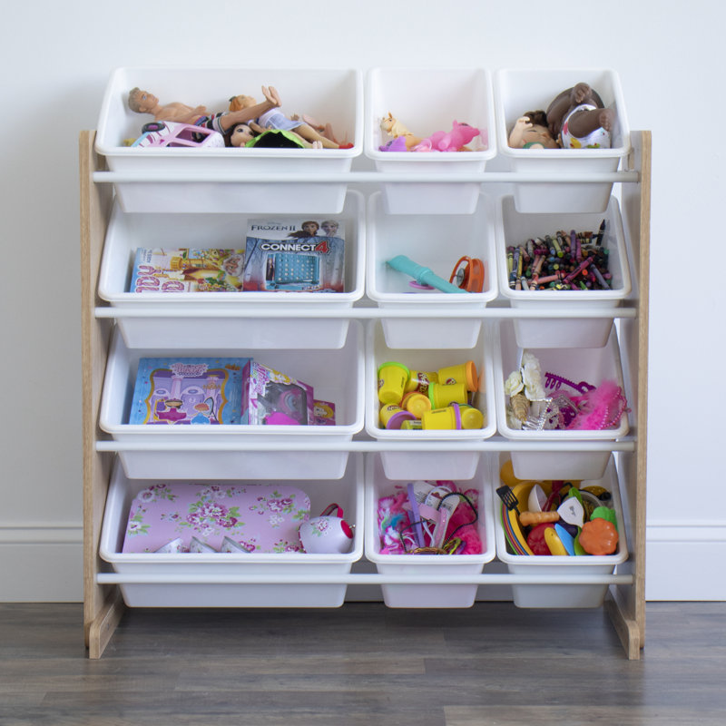 Organisateur de jouets avec bacs Rafael, Naturel / Blanc