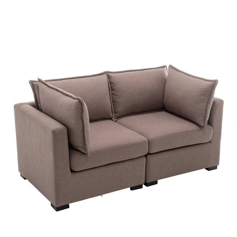Bennett 2 Piece Flange Seam Modular Sofa  - Latte Brown Performance Fabric