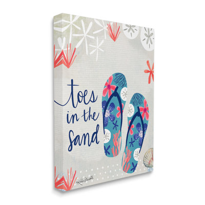 Toe dans le sable, plage variée, motif botanique sur toile, par Katie Doucette