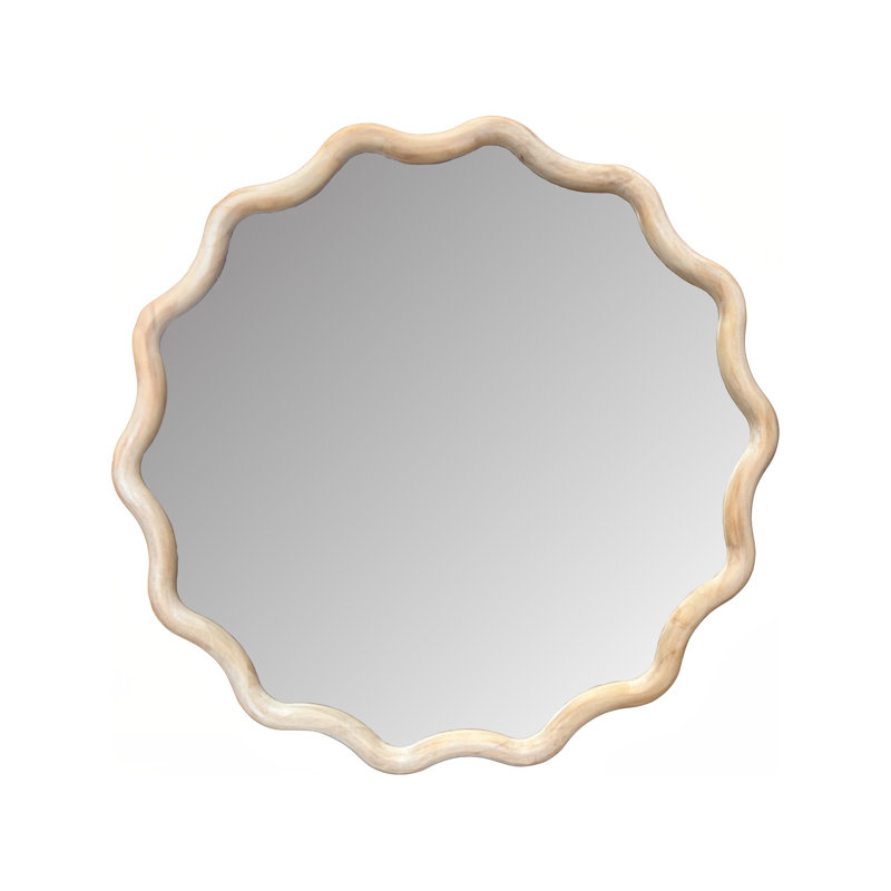 Miroir rond Pine Ripples, Chêne blanchi
