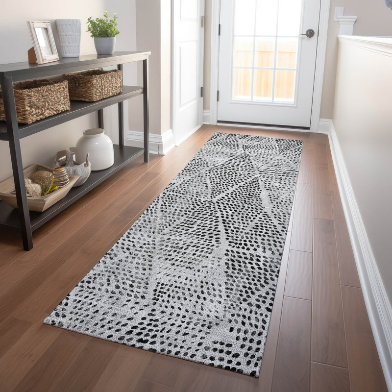 Tapis intérieur / extérieur en polyester tissé à la machine Jurnee, Tapis de couloir 2 pi 3 po x 7 pi 6 po