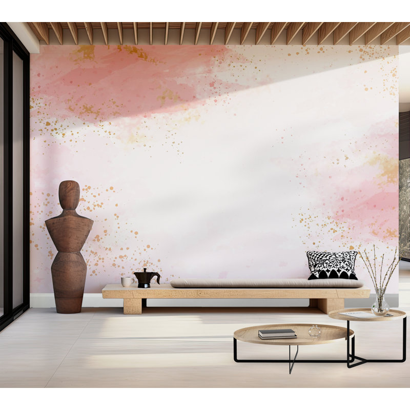 Papier peint de qualité supérieure - Or rose abstrait, L 96 po x l 120 po