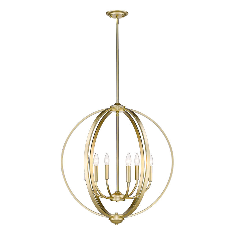 Petitt 6 - Light Dimmable Globe Chandelier, Olympic Gold, No Shade