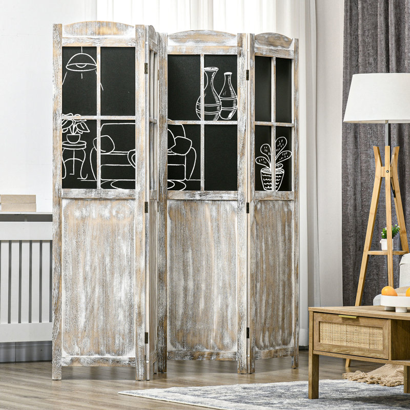 Paravent portable de 5,6 pi de hauteur, écran d'intimité à 4 panneaux de style avec planches noires, cloison en bois pour les écrans de la maison, écran, bureau