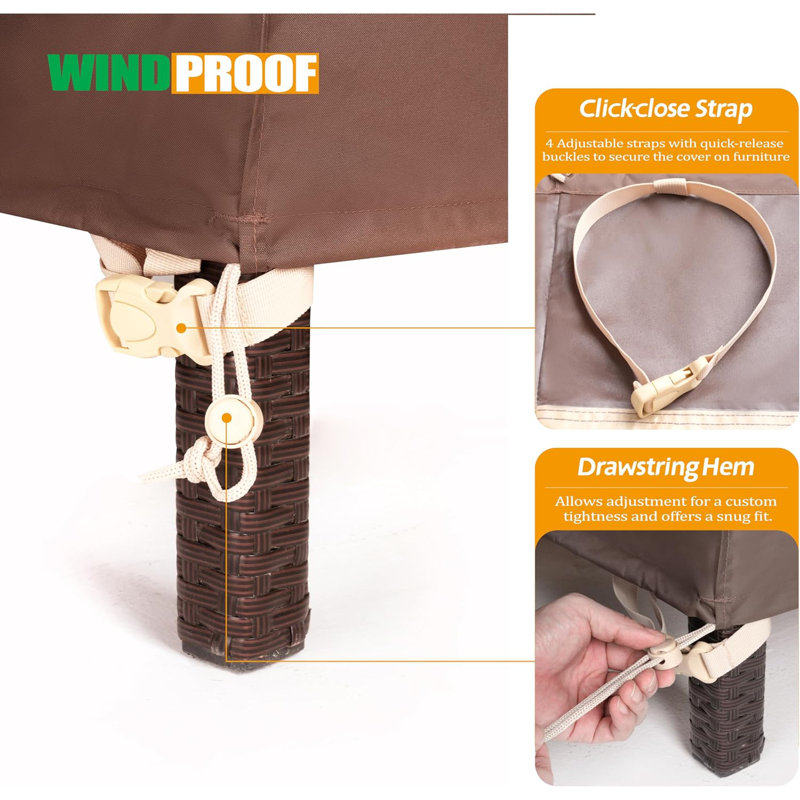 Premium Waterproof Beige and Brown Outdoor Patio Table Cover