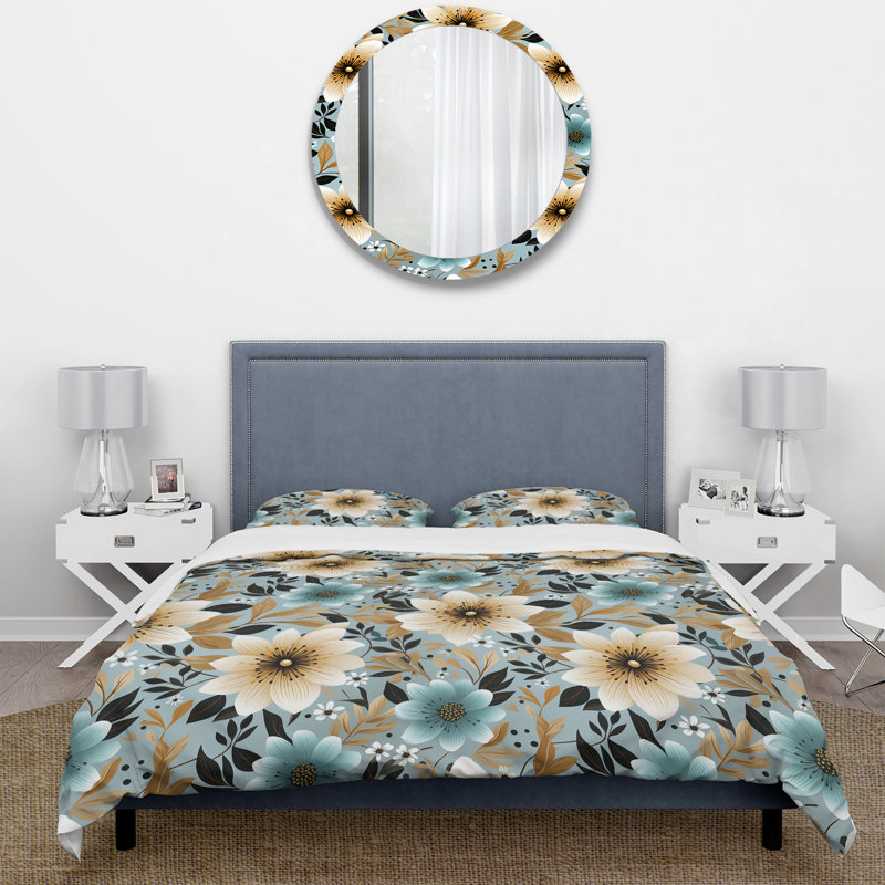 Ivory Coastal Elegance Floral Pattern - Ensemble de housse de couette à motif floral