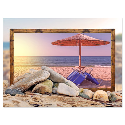 'Framed Beach Sunset' Photographic Print on Wrapped Canvas
